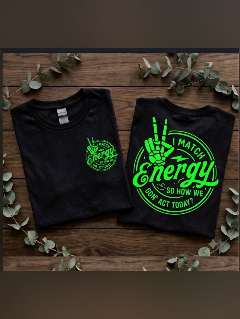 Funny shirt I match energy humor skeleton hand popular cute Black Tee